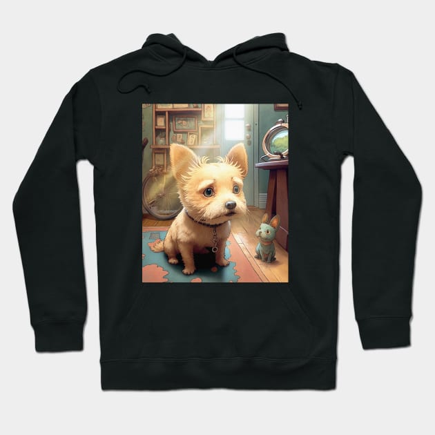 Cute dog with his companion rabbit Hoodie by PowKapowCreations